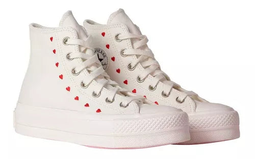 Converse Dama Chuck Taylor All Star Corazones Blanco Rojo