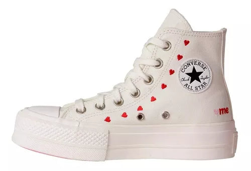 Converse Dama Chuck Taylor All Star Corazones Blanco Rojo