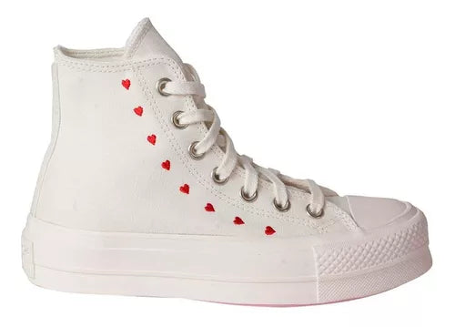 Converse Dama Chuck Taylor All Star Corazones Blanco Rojo